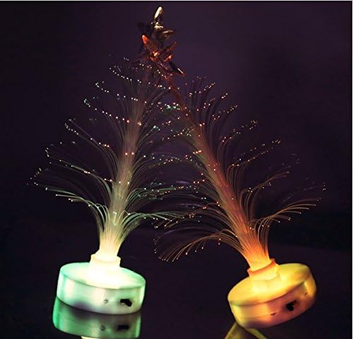 Mini Optical Fiber Christmas Tree Base Colorful Luminous Stereo Christmas Decoration Small Christmas Mood Lamp LED Lights