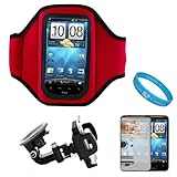 Red Moisture Resistant Neoprene Sports Active Workout Armband with Adjustab ....
