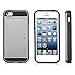 iPhone SE, iPhone 5S iPhone 5, Dual-layer Heavy Duty Matte Rugged Protective Cover with Slider ID Credit Card Slot Cash Holder for Apple New iPhone SE iPhone 5S iPhone 5 by Cazle (Gray)
