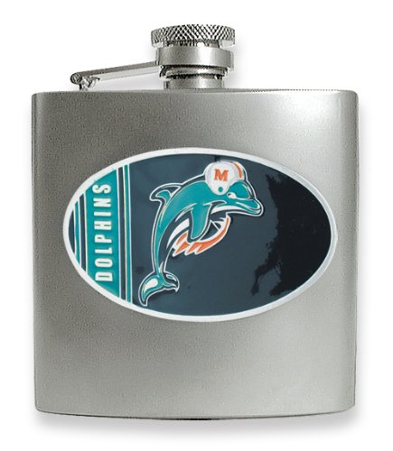 Miami Dolphins Stainless Steel Hip Flask