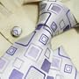 NEW Designer Silver Blue Checkers 100% Jacquard Woven Silk Tie Hanky Mens Necktie and Cuff Links Cufflinks and Handkerchiefs Set H5001