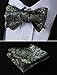 HISDERN Bow Ties for Men Paisley Self Tie Green Bow Tie Classic Floral Formal Tuxedo Bowtie With Pocket Square for Wedding Party