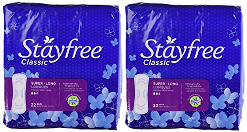 Stayfree Classic Super Long Pads 22 Ct (Pack of 2)