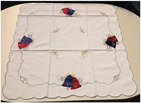 Embroidered Christmas Bells on Poly/cotton Table Topper