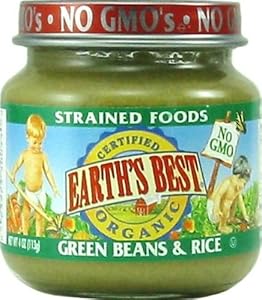 Earth's Best Organic Strained Green Bean & Rice, 4 Ounce Jars (Pack of 12)