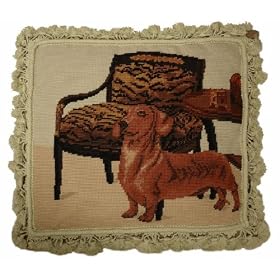 Luxury Needlepoint Pillow - Daschund