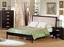 Contemporary Cappuccino Finish Microfiber Queen Platform Bed