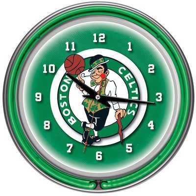 Boston Celtics NBA Chrome Double Ring Neon Clock