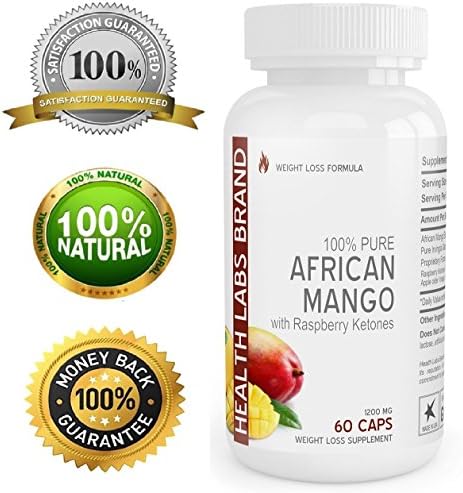 Health Labs PURE AFRICAN MANGO Plus Extract - As Seen On TV - with RASPBERRY KETONES - GREEN TEA Extract - WEIGHT LOSS Formula - 1800 mg Daily - Diet Pills - IRVINGIA GABONESIS - Appetite Suppressant - Natural FAT BURNER - 100% LIFETIME GUARANTEE - 60 Pure Veggie Capsules