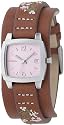 Fossil Ladies Trend, SS Case, Brown Leather strap with Embroidery, Pink Dial JR9858