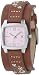 Fossil Ladies Trend, SS Case, Brown Leather strap with Embroidery, Pink Dial JR9858