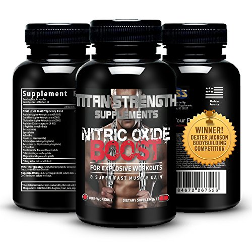 Top Nitric Oxide Booster 120 Capsules. Competition Winning. Muscle Building Nitric Oxide Supplement + L-Arginine. Gives Muscle Building Workouts + Increase Workout Endurance. Guaranteed Most Effective Muscle Building with 30 Day  Happy Customer  GUAR