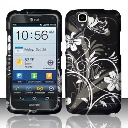 [E]pantech Flex P8010 (At&t) Rubberized Design Cover - White Flowers