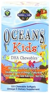 Garden of Life Oceans Kids DHA Chewables, Omega 3, 120 Softgels Box