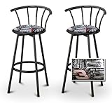 IMAGE OF 2 Dale Earnhardt Sr. Nascar #3 Specialty / Custom Black Barstools with Backrest Set