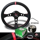 1990-1997 Mazda Miata Red Stitches Drift Style Steering Wheel with Hub Adaptor by RS Type