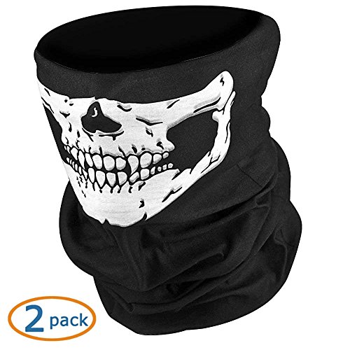 WOVTE Black Seamless Skull Face Tube Mask Pack of 2