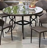 Vento 48 Inch Round Glass Top Wicker Dining Table
