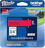 Brother Labelling Tape for Indoor and outdoor use, 18mm, Black Print on Red Tape (TZe441)