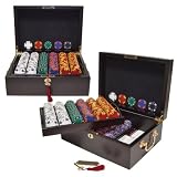 Trademark Poker 500 14-Gram Tri Color Ace/King Suited Chips with Mahogany Case
