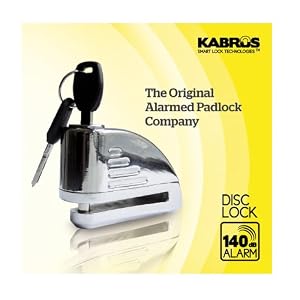 Kabrus Alarmed Disc Padlock / Motorbike Disc Alarm Lock / Secure Motorcycle Motor bikes Scooter Bicycle 140 dB