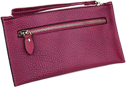 YALUXE Women's Simple Practical Leather Wristlet Wallet Smartphone Clutch with Coin Pocket Pink