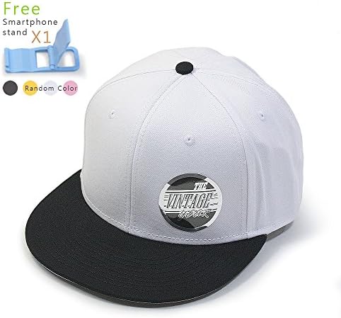 Premium Plain Cotton Twill Adjustable Flat Bill Snapback Hats Baseball Caps (Varied Colors) (Black/White)
