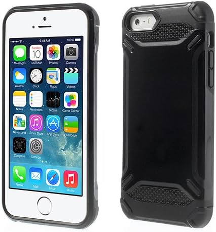 XAiOX Apple iPhone 5 5S Glossy Hybrid Combo Shell Case (Black/Black)