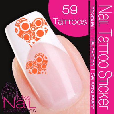 Nail Tattoo Sticker Herz mit Kreisen - orange Preisvergleich