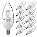 LE Dimmable Candelabra LED Light Bulbs, 40W Incandescent Bulbs Equivalent, E12 5000K Daylight White, 5W LED Torpedo, 350lm, 120 Flood Beam, LED Candle Bulbs, 10 Pack
