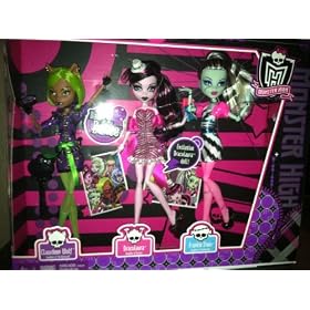 Monster High Dawn of the Dance Action Figure Doll 3Pack Clawdeen Wolf, Draculaura Frankie Stein