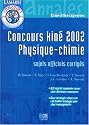 Concours kiné 2002 : Physique-Chimie : Sujets officiels corrigés