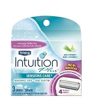 Schick Intuition Plus All-In-One Cartridges for Sensitive Skin, Fragrance Free, 3 Cartridges (Pack of 2)