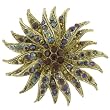 Rhinestone Sunburst Flower Pin Brooch