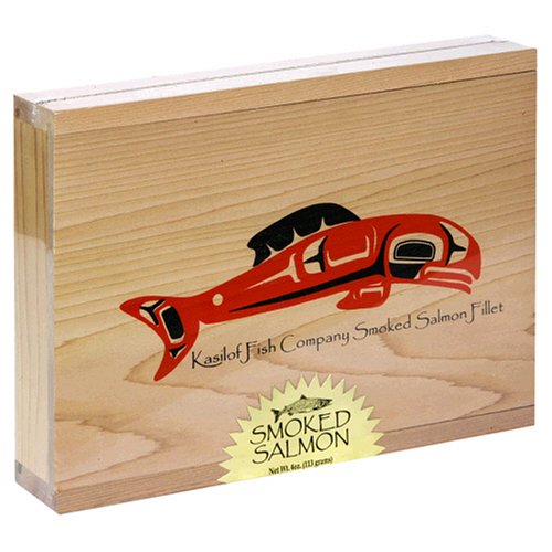 Kasilof Fish Company Alder-Smoked Salmon, 4-Ounce Fillet in Gift Box by Kasilof