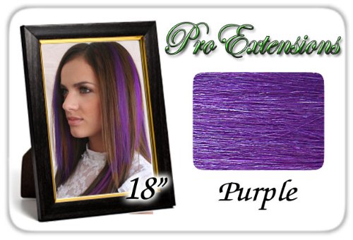 18" Inch Purple Highlight Streaks Pro Extensions Premier Human Hair Extensions