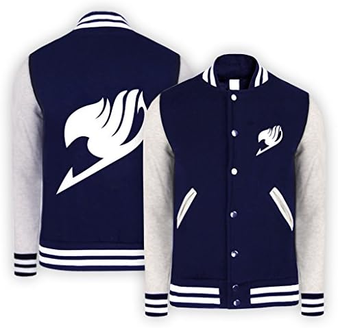 Aulmau Youth Japan Anime Fairy Tail Logo Baseball Jacket Dark Blue Medium