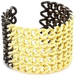 Joanna Laura Constantine Wide Two Tone Curb Chain Cuff Bracelet