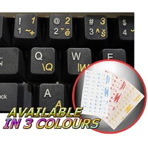 CZECH ON TRANSPARENT BACKGROUND KEYBOARD STICKERS WITH BLUE LETTERING FOR DESKTOP, LAPTOP AND NOTEBOOK 4KEYBOARD