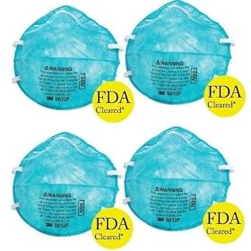 8612F 3M FDA Cleared N95 Particulate Respirator 4-Pack (4 Masks Included) - Flu... by 3M
