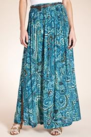Indigo Collection Paisley & Floral Print Maxi Skirt with Belt