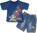 Marvel Heroes 2 piece Short sleeve shirt w/ Denim Shorts for boys