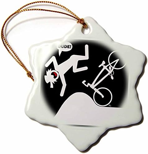 3dRose BMX Doubles Dude 2 Snowflake Porcelain Ornament, 3-Inch