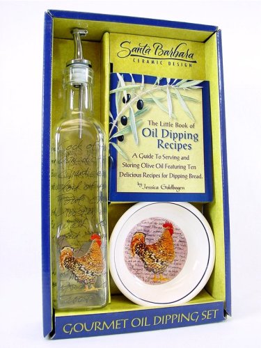 Pretty Boy Gourmet Olive oil dipping gift set with chickens and roosters permanent design by SBCD