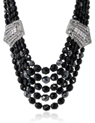 Ben-Amun Jewelry Jet Faceted Beads Crystal Deco Necklace, 17"