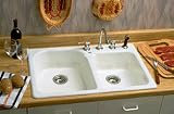 Eljer 212-3246-00 33x22x7 4 Hole Double Bowl Cast Iron Kitchen Sink - White