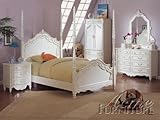 Pearl White Finish Full Post Bed 4-Pc Set by Acme Pearl White Finish Full Post Bed 4-Pc Set by Acme
