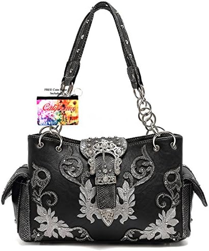 Western Belt and Cross Collection Handbag with Concealed Gun Pocket (Black)