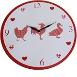 Red Gingham Country Chic Kitchen Wall Clock