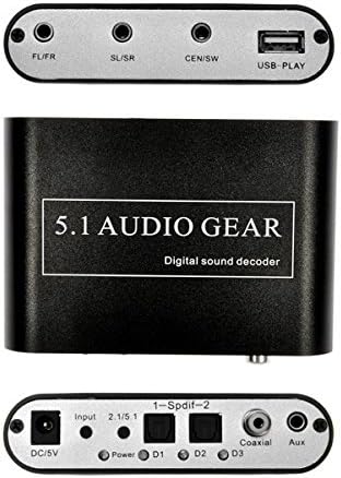 Candiso New 5.1 AC3 DTS HD Audio Gear Sound Decoder Stereo Digital Audio Converter LPCM To 5.1 Analog Output 2.1 DVD PC